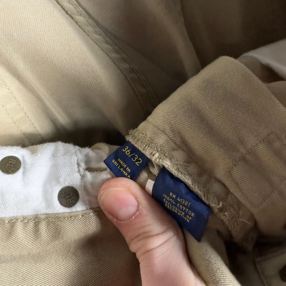 Polo Ralph Lauren Chino‎ Pants Mens 36x32 Tan Khaki Straight Leg Preppy Golf